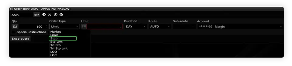 Stop orders in Edge Desktop