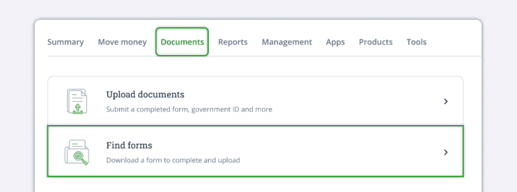 find forms button