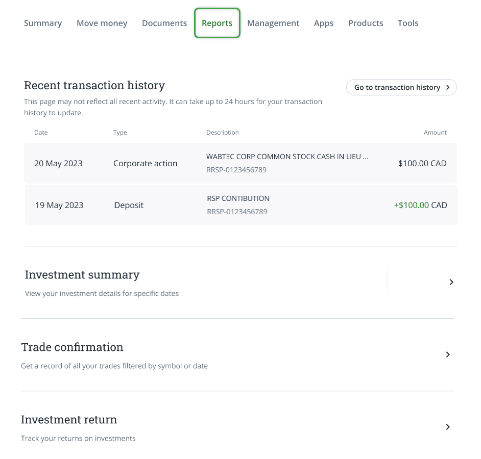 the reports page overview