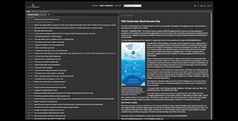 Dark-mode webpage screenshot showing a long navigation list on the left and a detailed article with a blue infographic on the right.