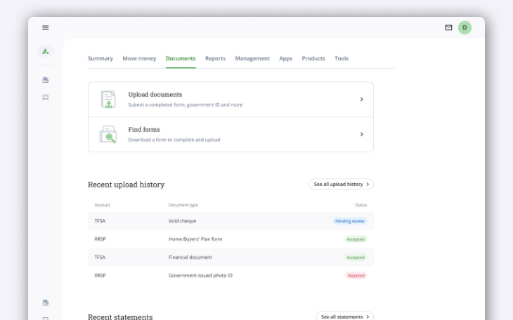 Documents page
