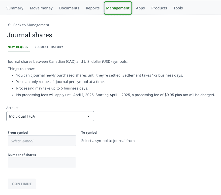 Journaling shares