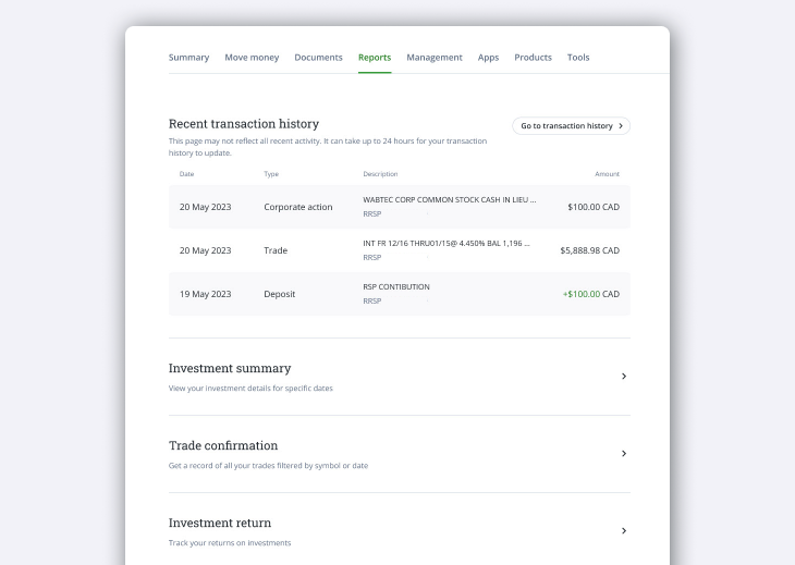 Reports page