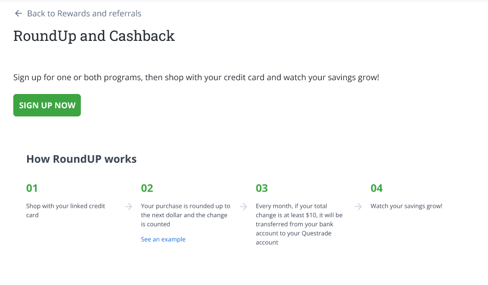 signing up for roundup and cashback program