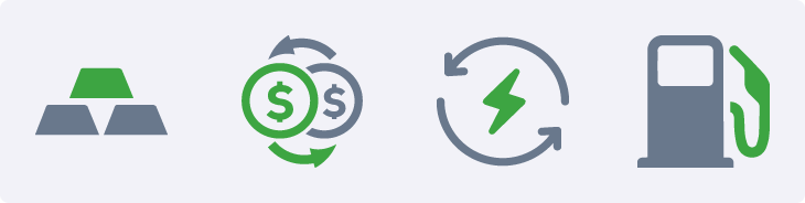 Metals currency and commodity icons FX CFD