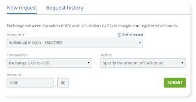 Currency exchange request