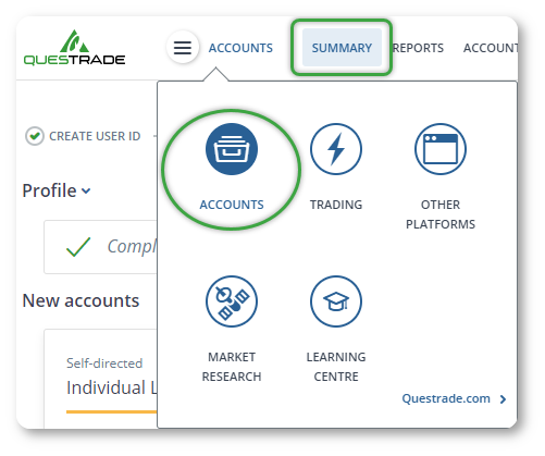 Navigate to accounts