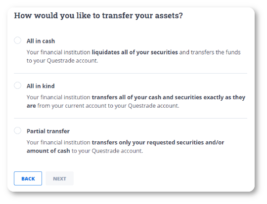transfer type selection