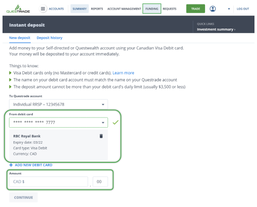 adding funds visa direct