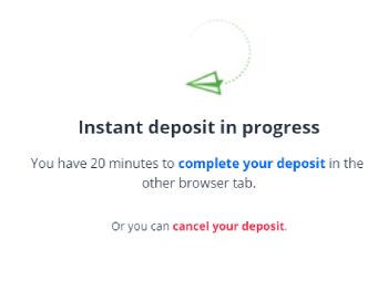 instant deposit in progress
