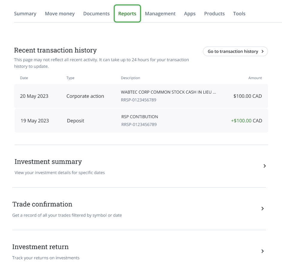 The reports page overview