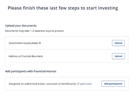 Upload photo ID and other documents