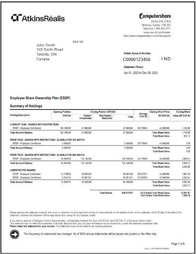 Employee Share Ownership Plan (ESOP) sample