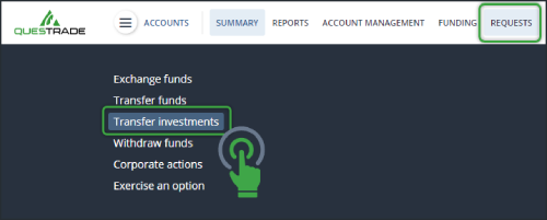 Navigate to requests transfer investments