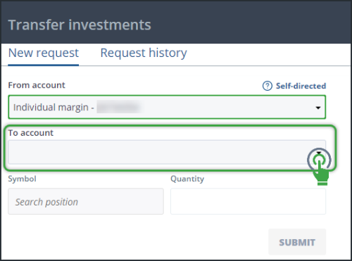 Transfer investments choose account