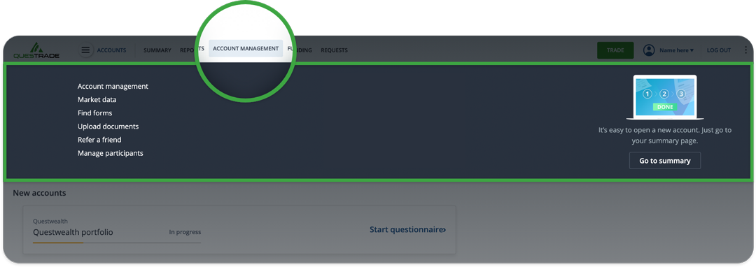 MyQuestrade account management