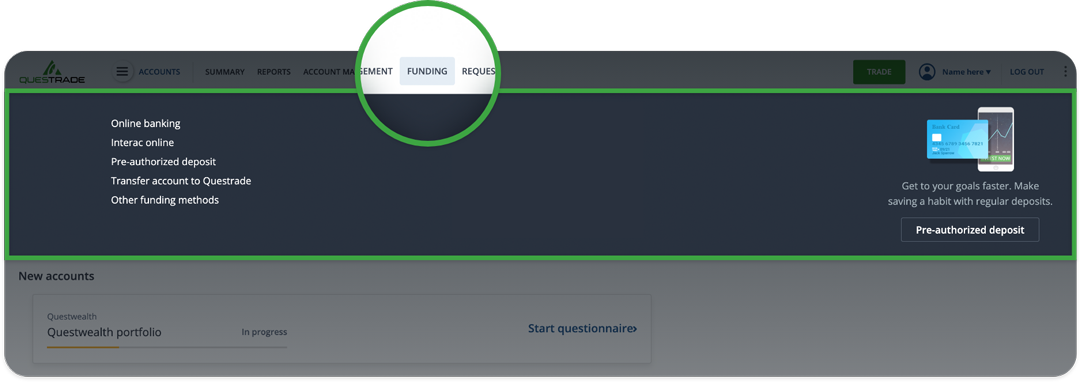 MyQuestrade funding