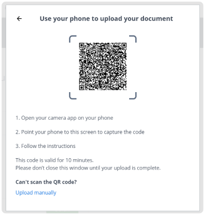 use your phone to upload your document snap on questrade website
