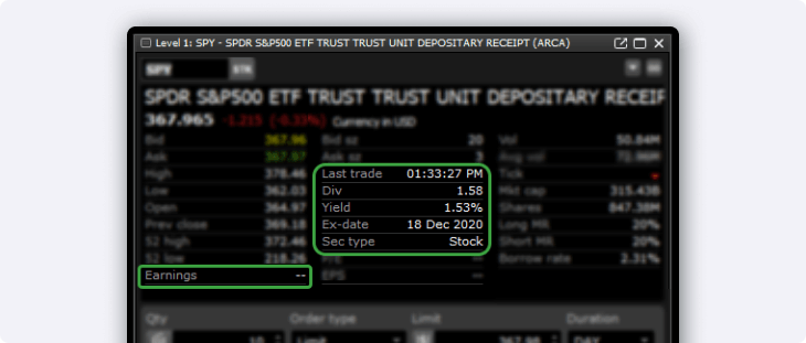 Edge Desktop - Dividend info