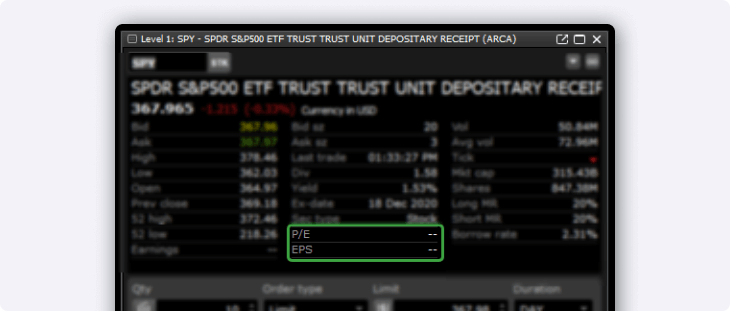 Edge Desktop - EPS and Price-Earning info
