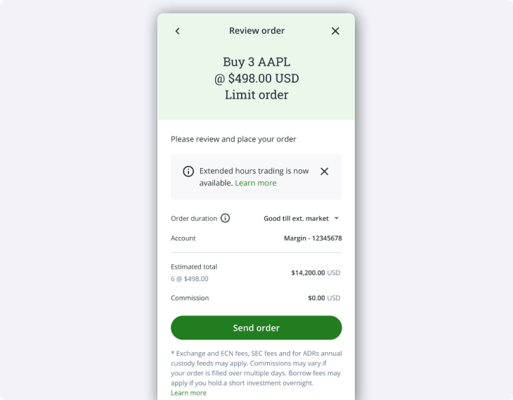 Review Order page