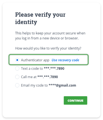 logging in with authenticator