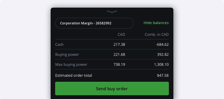 Send order and balances