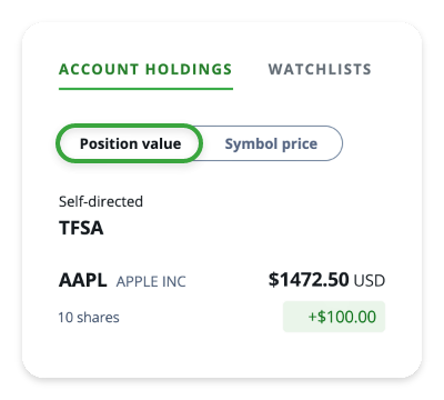Accounts holding position value