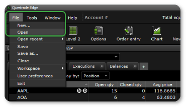 Edge desktop FILE open trading layouts