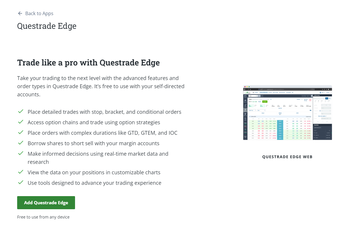 Adding Questrade Edge
