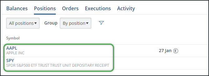 Positions page symbol