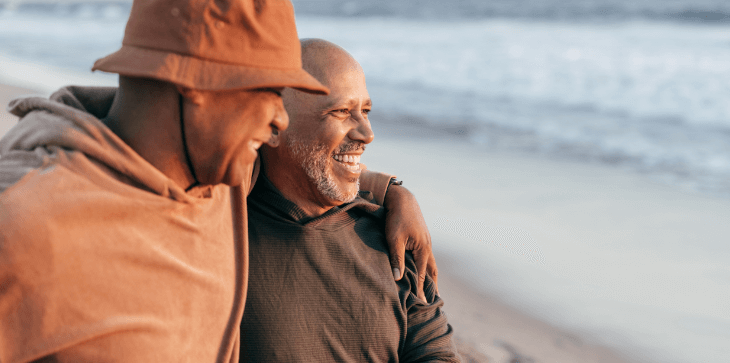 father and son hugging