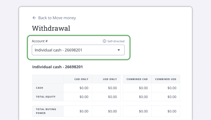 Selecting your account