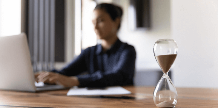 woman with sand clock