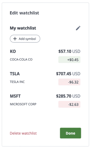Questrade how to edit a watchlist