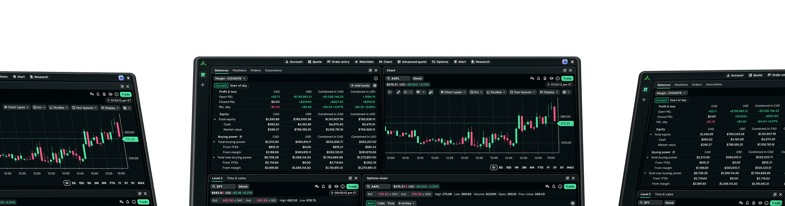 Questrade
                Pro platform on multiple screens 