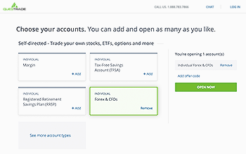 Account selection page